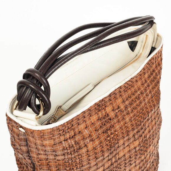 Escada SS/14 Brown Woven-Leather Hobo - Picture 8 of 13